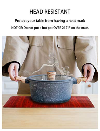 Alpiriral Dining Table Place Mats Set of 4 Heat Resistant Place Mats Easy to Wipe Off Scrub & Non Skid Vinyl Place Mats Washable Table Mats Protect The Table from Messes & with A Nice Looking in RED - Thumbnail 2
