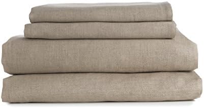 European Made Pure Linen Sheets Set (Flat, Fitted and 2 Pillowcases). 100% Fine Organic and Natural Flax (Twin, Natural)