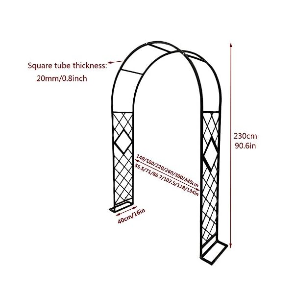 LYBC Garten-Rosenbogen Stahl Torbogen Schwarz Rankhilfe Rankgitter,140cm 180cm 220cm 260cm 300cm 340cm Für… – Bild 7