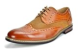 Bruno Marc Men's Prince-09 Brown Leather Lined Wing-Tip Dress Oxfords Shoes - 11 M US