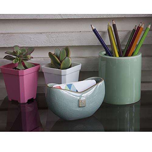 BangQiao Ceramic Business Name Card Holder Display Stand for Desk, Home and Office, Ice Veins
