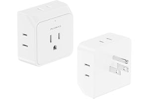 PUJIMAX PUJIAMX Multi Plug Outlet Extender Power Strip,Portable Travel Adapter with 5 Outlet Splitter Wall Outlet Smart Plug for Office and Home Appliance ect