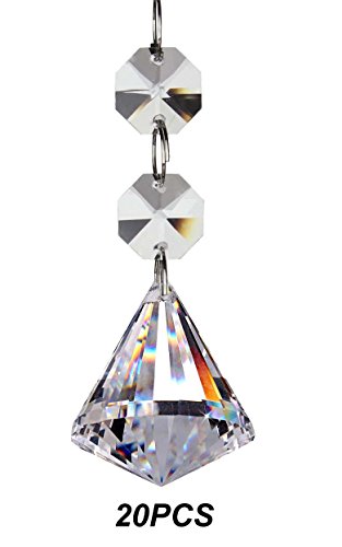 Fushing 20Pcs Crystal Chandelier Prisms Pendants Balls Suncatchers Crystal Garland Beads (40mm, Clear)