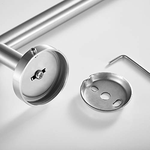 3-Pieces Brushed Nickel Bathroom Accessories Set, SUS304 Stainless Steel Bathroom Set, Includes 12" Hand Towel Bar, Toilet Paper Holder, Robe Towel Hooks, Round Wall Mounted Towel Set