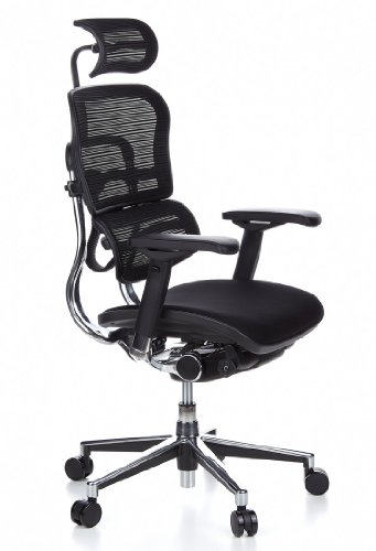 Sedia-Girevole-Ergohuman-Sedile-Tessuto-Schienale-Netto-Nero