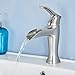 Ufaucet Commercial Modern Brushed Nickel Single Handle Waterfall Stainless Steel Bathroom Faucet, Lavatory Vanity Sink Faucet Without Pop Up Drain