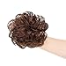 AISI QUEENS 100% Human Hair Bun Extensions 2PCS Curly Wavy Messy Bun Hair Extension Scrunchies Elegant Chignons Wedding Hair Piece for Women and Kids(Color:4# Medium Brown)