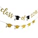 2019 Graduation Party Decorations,Gold Glittery Class of 2019 Banner and Gold Glittery Graduation Cap Garland- Graduation/Grad Party Decorations