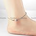 Xiaodian Women's Platinum Plated Anklet Heart Shaped Rhinestone Inlay Pendant Foot Leg Chain Length Adjustable Anti-Allergy/Anti-Color Fading