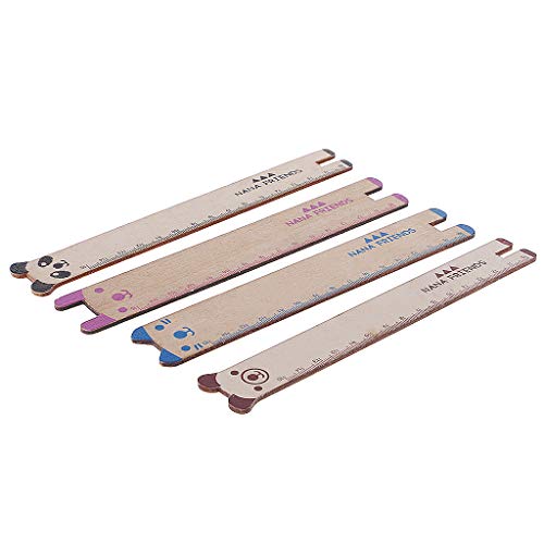 Junlinto Cute Animal Wooden Straight Ruler Measuring Tool Stationery Office School Supply-Black