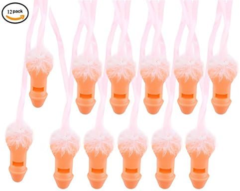 12pcs Bachelorette Party Pecker Whistles,RUNYUU Novelty with Pink Ribbon White Feather Bachelorette Girls for Wedding Party Favors Gift