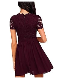 Yikomi K11 - Vestido de cóctel para mujer, manga corta, cuello en V, encaje floral