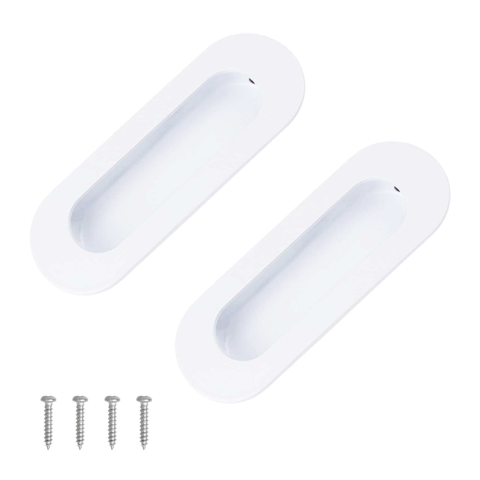 MOROBOR 2 PCS Recessed Cabinet Handles, Warm White Stainless Steel Oval Knob with Screws, Exposed Installation Embedded Pull Handle for Wardrobe Drawer Flush Sliding Door -120 mm/4.72 in — image 1