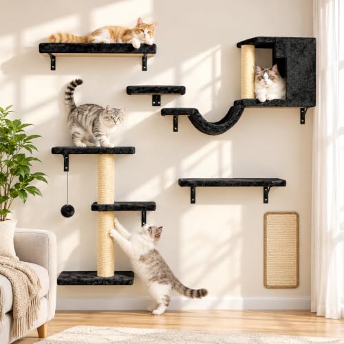 Fopetfy 6-in-1 Cat Wall Shelves
