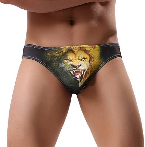 Men's Sexy Bikini Briefs 3D Animal Print Cotton Low Rise Underwear Triangle Panties