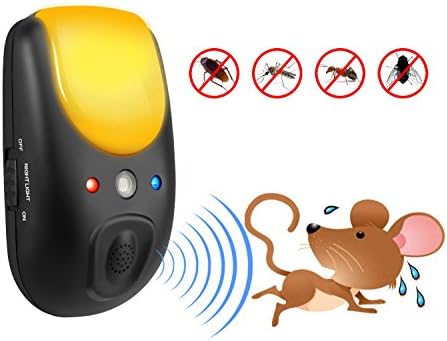 Joyriver Electromagnetic and Ultrasonic Pest Repellent Plug in Pest Repeller Against Rodents, Insects, Roaches, Spiders, Ants, Fleas, Bugs, Moths, Bats, with LED Night Light with Dusk to Dawn Sensor