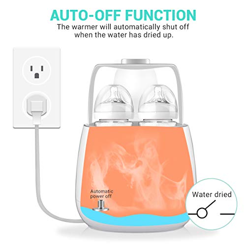 Baby Bottle Warmer Steam Sterilizer, EIVOTOR 6 in 1 Double Bottle Baby Bottle Warmer, LED Display & Baby Food Rapid Heater Warm Milk Formula Heat Food Defrost, BPA Free