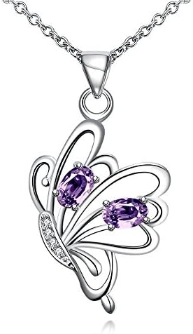 New Stylish Women Elegant "Flying Butterfly" with Bling Bling Rhinestone Necklace Chain-Purple