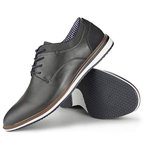 MERRYLAND Men's Business Casual Oxford Shoes,Grey PU, 10 M US Pricepulse