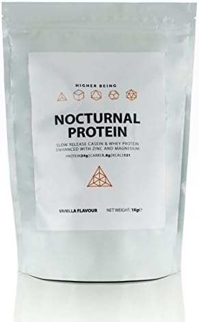 Nocturnal Protein Powder Enhanced with Zinc & Magnesium | Slow Release Casein & Whey Protein Powder | 1kg | Vanilla Flavoured | Made in the UK