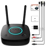 1Mii B0302 Wireless Long Range Bluetooth Transmitter for TV PC with Toslink and 3.5 mm AUX RCA Dural Link Transmit Audio to Two Bluetooth Headphoes or Speakers No Lag