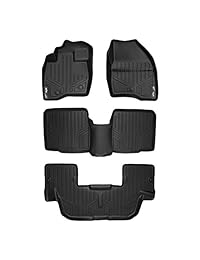 MAXFLOORMAT   Tapetes para piso de auto (sin consola central en la segunda fila) (juego de 3 filas) (negro)