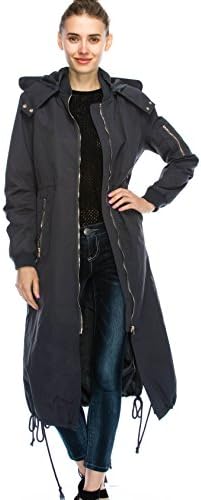 JEZEEL Women's Zipper Pocket Detail Hooded Long Waterproof Jacket. (DH419)