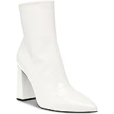 Wild Pair Womens Iloise Patent Block Heel Booties White 7 Medium (B,M)