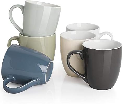 Dowan Large Coffee Mugs Set Of 6 18 Ounces Ceramic Mugs For Crafts Coffee Cups With Large Handle For Cereal Diy Paint Microwave And Dishwasher Safe Assorted Colors Amazon Sg Home