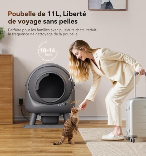 Feelneedy Self-Cleaning Cat Litter, Automatic Litter Tray, Leak-Proof/Anti-Pinching/Triple Anti-Odour/Safety/APP Control/Easy Cleaning, Maximum Capacity 65 L