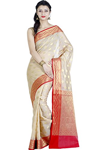 Chandrakala Beige Banarasi Cotton Silk Saree