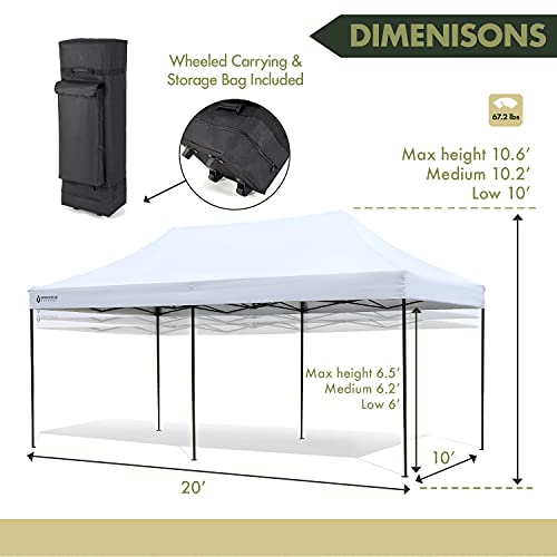 ARROWHEAD OUTDOOR 10’x20’ HeavyDuty PopUp Canopy & Instant Shelter