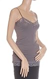 Active Basic Women's Sexy Camisole Cami with Lace and Adjustable Straps,Small,Charcol