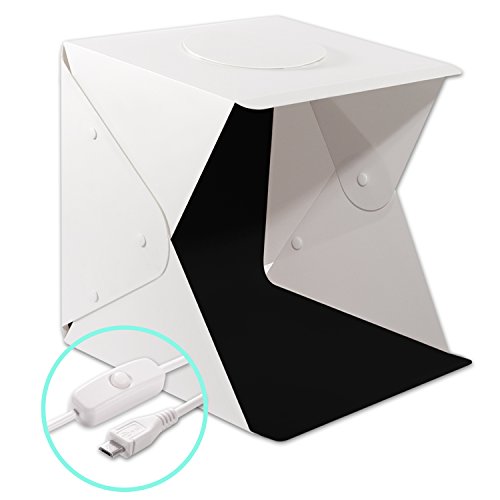 Portable Photography Studio, Zenic Mini Portable and Folding Photo Light Box Studio Photo Photography Tent Kit with LED Light and Background (12 x 12 x 12 inches)