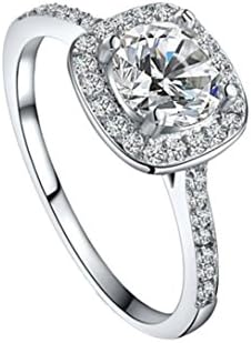 Aniywn Concise Diamond Ring Eight Love Hearts & Eight Arrows Zircon Ring (9#, Silver)