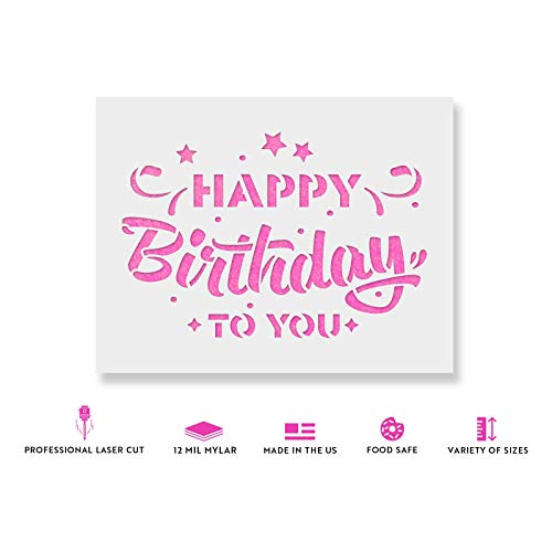 Happy Birthday Stencil Template for Walls and Crafts - Reusable ...