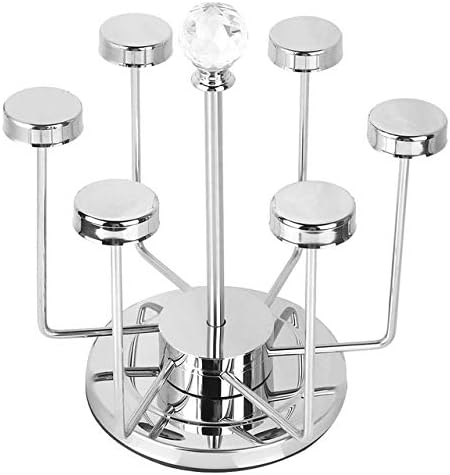 DSHRTY wine rack Rotatable Cup Rack Holder Chrome Plated Whisky Vodka Beer Wine Glass Cup Holder Kitchen Stand Wine Rack Bar Tools,Silver