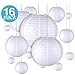 16 Pieces White Round Hanging Paper Lanterns for Parties, Birthdays, Weddings, and Events -Included Sizes of 4