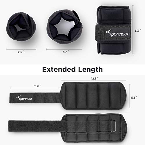 Sportneer Ankle Weights Adjustable 1-7 lbs Wrist Weight Straps for Fitness, Walking, Jogging, Workout | 0.5-3.5 lbs Each Pack, 2 Pack - Thumbnail 3