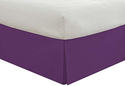 Lux Hotel Tailored Bed Skirt Classic 14" Drop Length Pleated Styling, Full, Purple