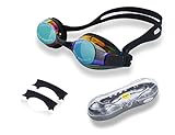 Ipow Anti-fog Mirrored Swim Swimming Goggles with Uv Protection Plating Glasses + Premium Goggles Case