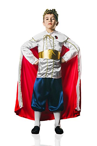 Kids Boys Noble King Halloween Costume Royal Prince Dress Up & Role Play (3-6 years, white, red, golden, royal blue)