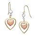 Just Gold Double Heart Drop Earrings in 14K Tri-Colored Gold