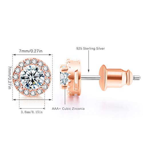 Halo CZ Stud Earrings - 18k Gold Plated Stunning Cubic Zirconia Sparkle Earrings for Women Girls.