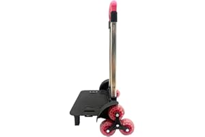 WOEIFGV Backpack Trolley Foldable Trolley Cart 6 Wheels Rolling-Luggage Carts Aluminium Alloy Luggage Hand Cart for School Bags, as described, 6 Round Crystal Red