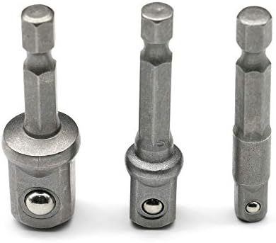 HConce 3pc Set 1/4" 3/8" 1/2" | Impact Grade Socket Adapter | Hex Shank Adapter Drill Nut Driver | Power Extension Bit Set for Drills (3PCS)