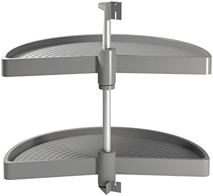 Half Circle Kitchen Corner Carousel Pull Out Storage - 2 Trays: White or Grey - 2 Sizes (D750, White)