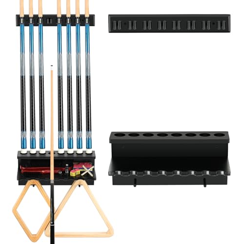 EXTCCT Wall Mount Pool Stick Holder - Billiards Pool Cue Rack, 8-Cue