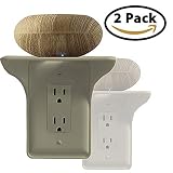 Power Perch Single Wall Outlet Shelf. Home Wall Shelf Organizer for Outlets. Perfect for Bathroom, Kitchen, Bedrooms with Cord Management and Easy Installation. Almond 2-Pack