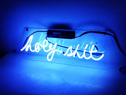 Led Beer Neon Sign Blue Light Sculpture 'Hoey Shit' for Bar Pub Billards Home Hotel Beach Cocktail Recreational Game Room 15" x 6" - Thumbnail 2